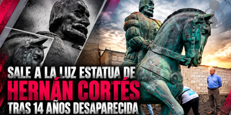 Sale a la luz estatua de Hernán Cortés tras 14 años desaparecida