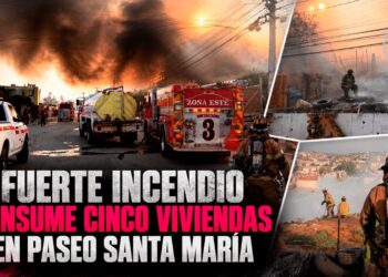 Fuerte incendio consume cinco viviendas en asentamiento de Paseo Santa María