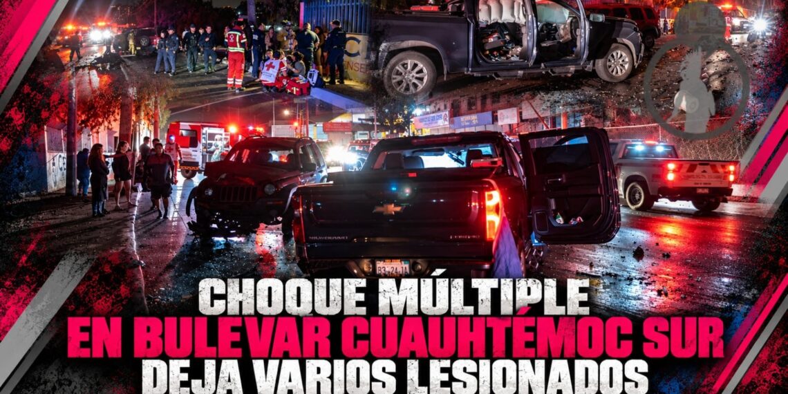 Choque múltiple en bulevar Cuauhtémoc Sur deja varios lesionados