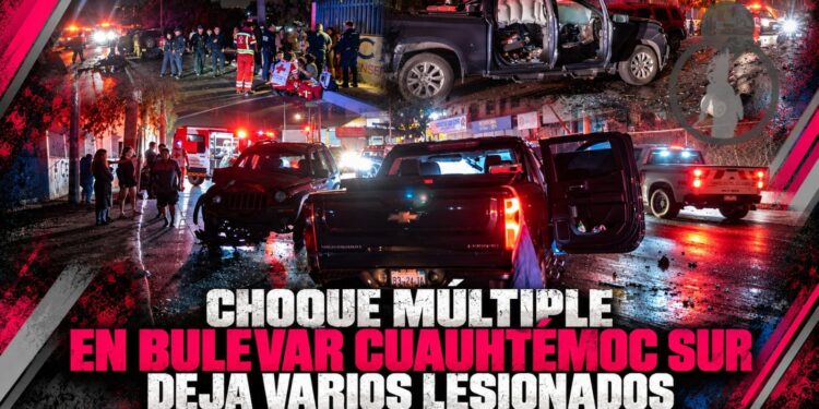 Choque múltiple en bulevar Cuauhtémoc Sur deja varios lesionados