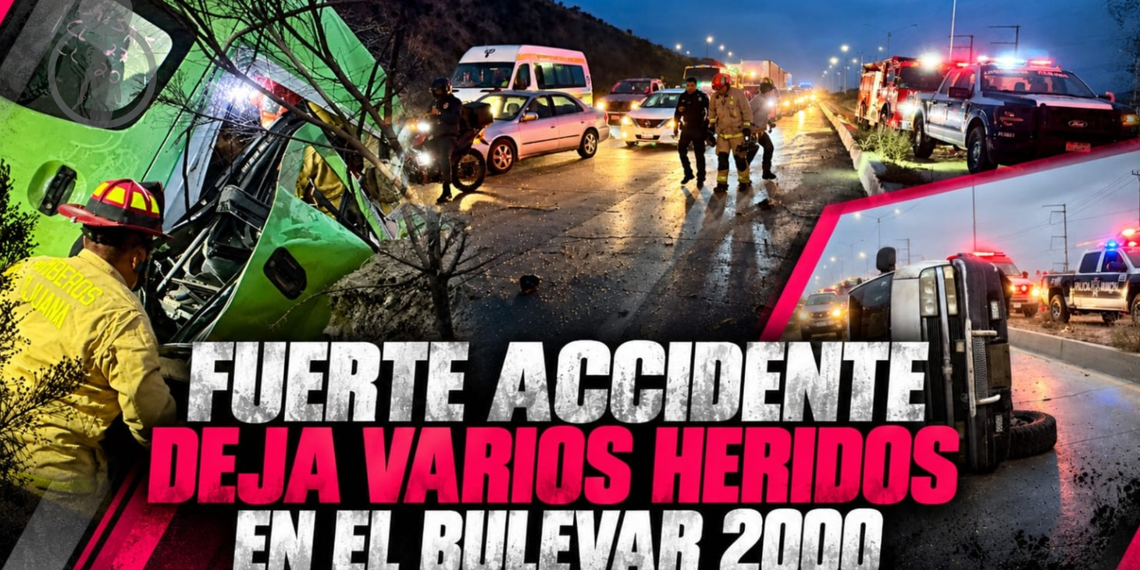 Fuerte accidente deja varios heridos en el bulevar 2000; Taxi cae a un barranco