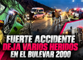 Fuerte accidente deja varios heridos en el bulevar 2000; Taxi cae a un barranco
