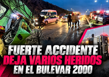 Fuerte accidente deja varios heridos en el bulevar 2000; Taxi cae a un barranco