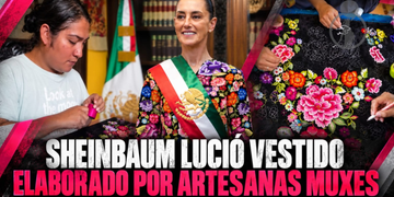 Atuendo que utilizó Sheinbaum durante el Grito de Independencia fue elaborado por artesanas muxes