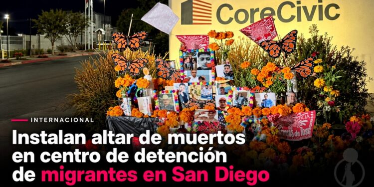 Instalan altar de muertos en centro de detención de migrantes en San Diego