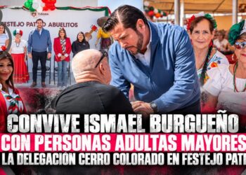 Convive Ismael Burgueño con personas adultas mayores de la delegación Cerro Colorado en festejo patrio