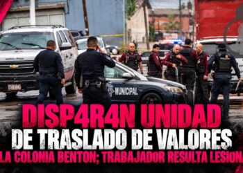 Disparan unidad de traslado de valores en la colonia Benton; trabajador resulta lesionado