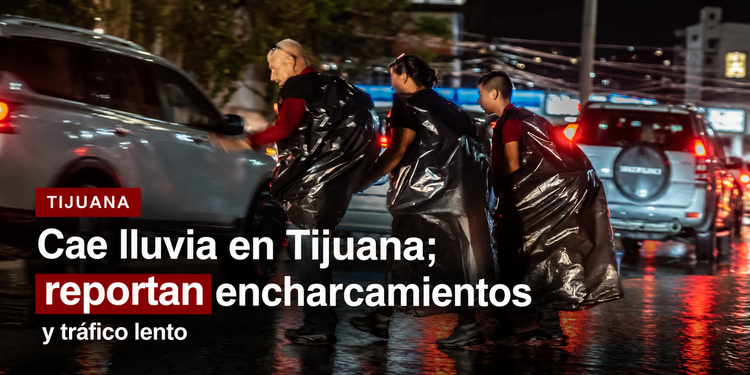 Cae lluvia en Tijuana; reportan encharcamientos y tráfico lento