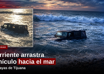Corriente arrastra vehículo hacia el mar en Playas de Tijuana