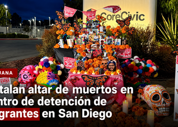 Instalan altar de muertos en centro de detención de migrantes en San Diego