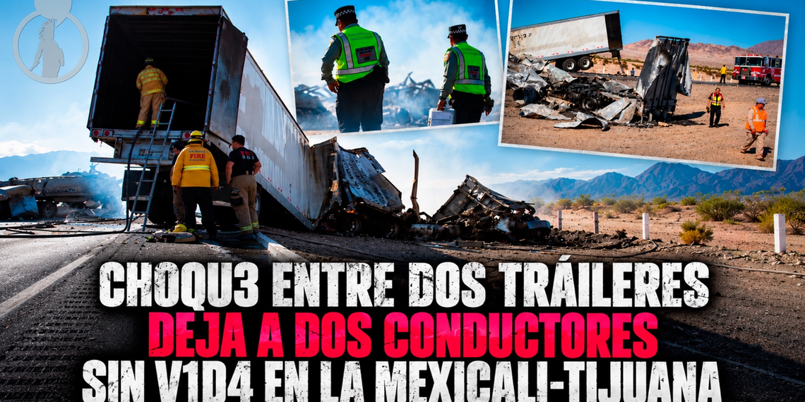 Choque entre dos tráileres deja a dos conductores sin vida en la Mexicali-Tijuana