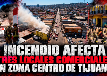Incendio afecta tres locales comerciales en Zona Centro de Tijuana; reportan dos lesionados