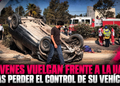 Jóvenes vuelcan frente a la UABC tras perder el control de su vehículo