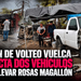 Camión de volteo vuelca e impacta dos vehículos en el bulevar Rosas Magallón