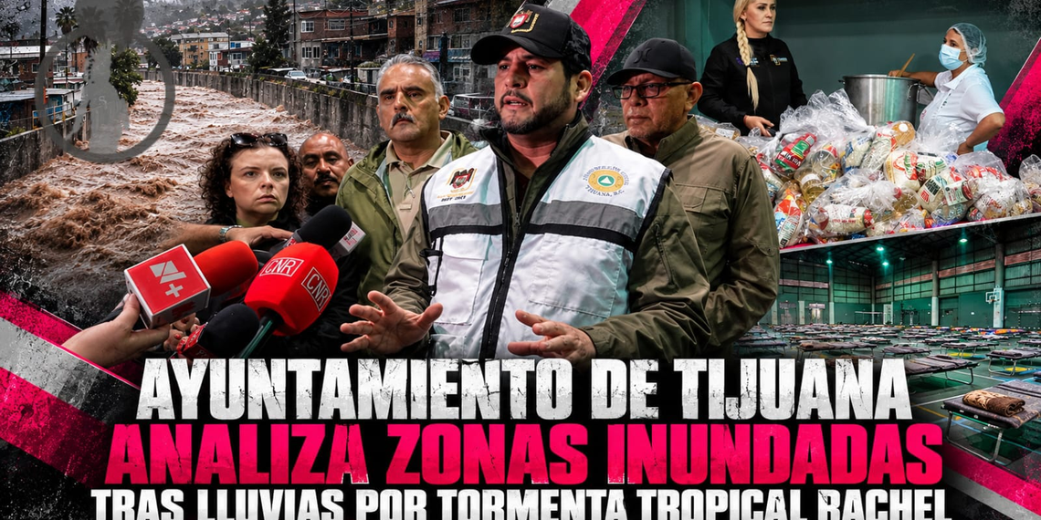 Ayuntamiento de Tijuana analiza zonas inundadas tras lluvias por tormenta tropical Rachel