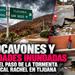 Socavones y vialidades inundadas tras el paso de la tormenta tropical Rachel en Tijuana