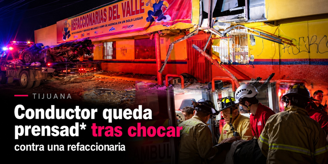 Conductor queda prensado tras chocar contra una refaccionaria en Mariano Matamoros