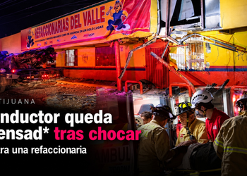 Conductor queda prensado tras chocar contra una refaccionaria en Mariano Matamoros